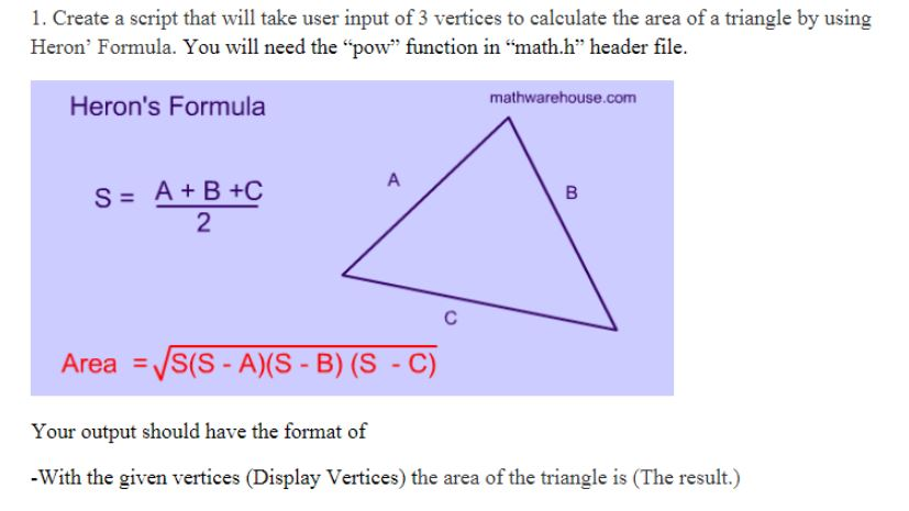 USING BASIC "C" ONLY AND ONLY 1. Create a script that will