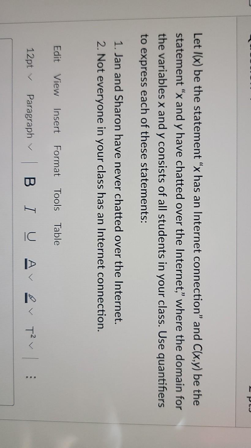 universe for the variables x and y is {1, 2, 3). Suppose