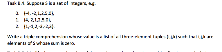 MUST BE DONE IN PYTHON Task B.4. Suppose S is a set