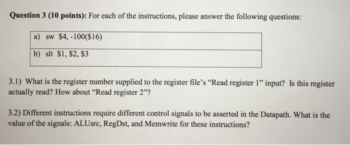 MIPS 3 Please refer to the following block diagram for a single