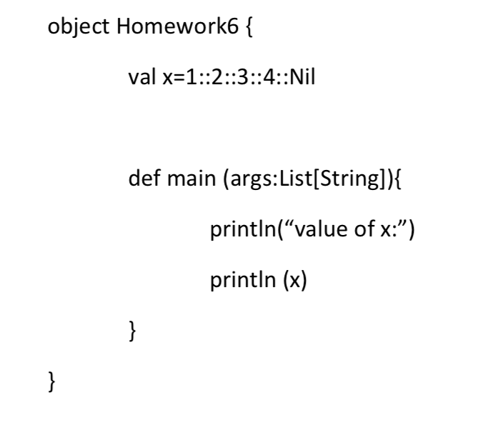 as arguments and produces a List[Int]. The value of fromTo(x, y) should