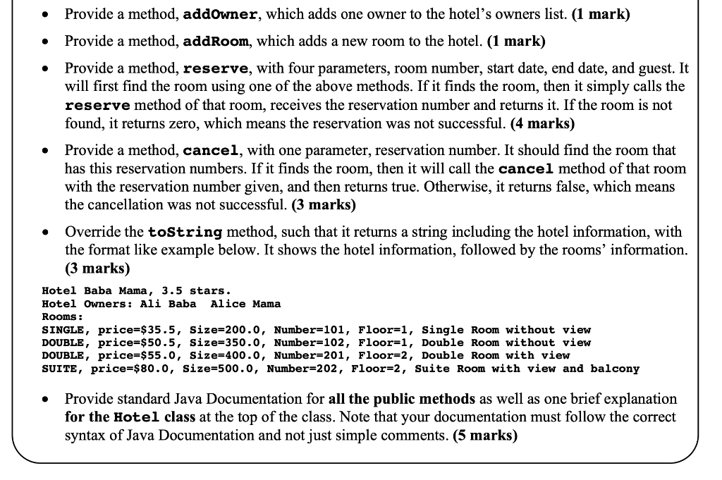 hotel as a couple of rooms. Each room, has some features, including