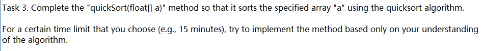 In java, please! task requires: part of code must be in use: