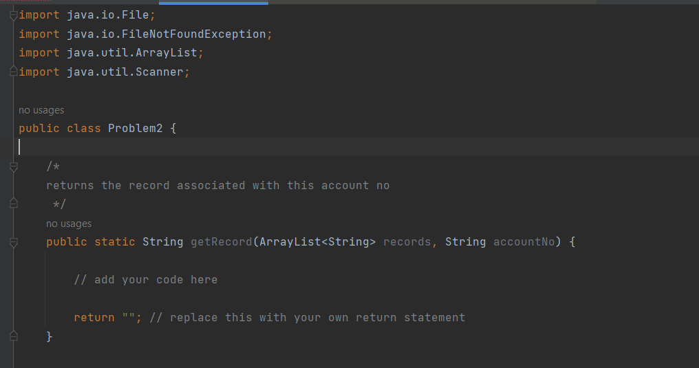 records consisting of an account number, name and balance separated by tabs.