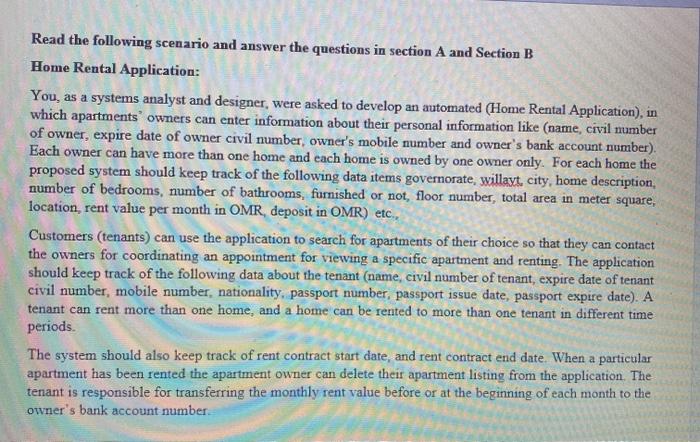 draw ERD , usacase , sequnce digram Read the following scenario and