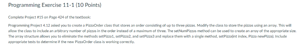  java language Programming Exercise 11-1 (10 Points) Complete Project #15 on