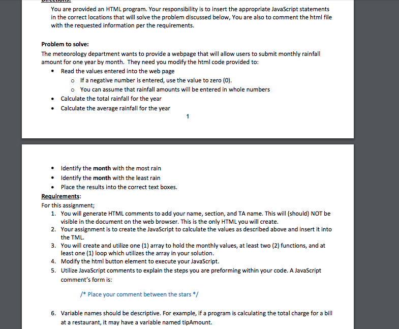  You are provided an HTML program. Your responsibility is to insert