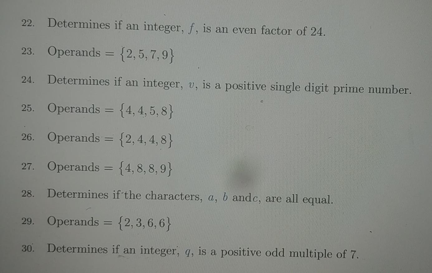 please help with only Numbers 22,24,28,30. Write C++ expressions. the problems