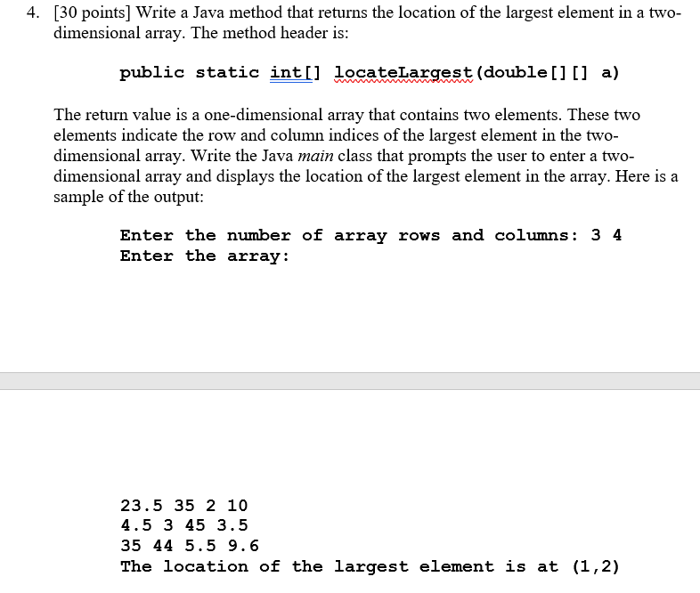 Please, need help with this. [30 points] Write a Java method that