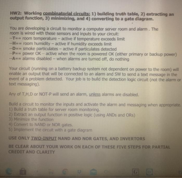  please i need help with this homework HW2: Working combinatorial circuits: