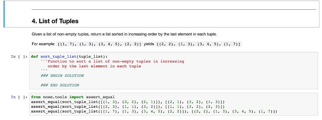 In Python 3 4. List of Tuples Given a list of non-empty