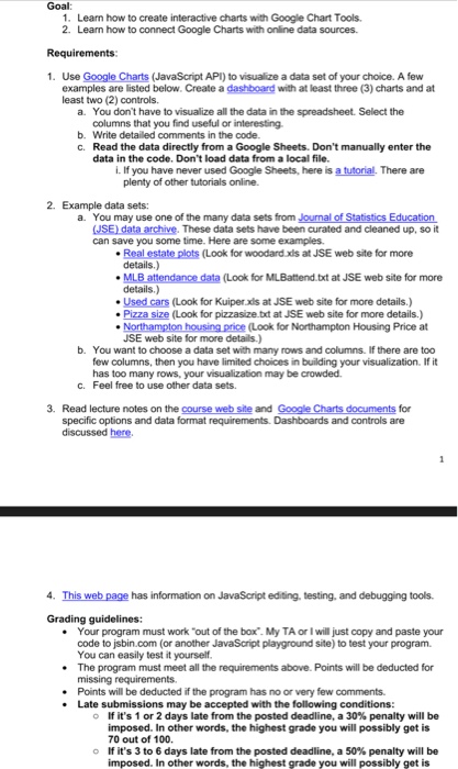  Goal 1. Learn how to create interactive charts with Google Chart