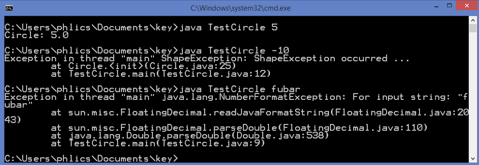  Exercise 1 Exception Handling Concept (5 points) Part 1: Throw Exceptions