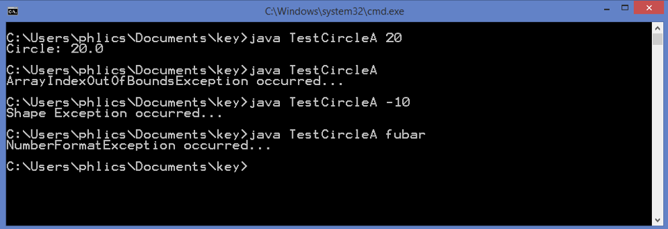 (Checked Exceptions) (Circle.java) Open the file Circle.java in todays downloads. Add the