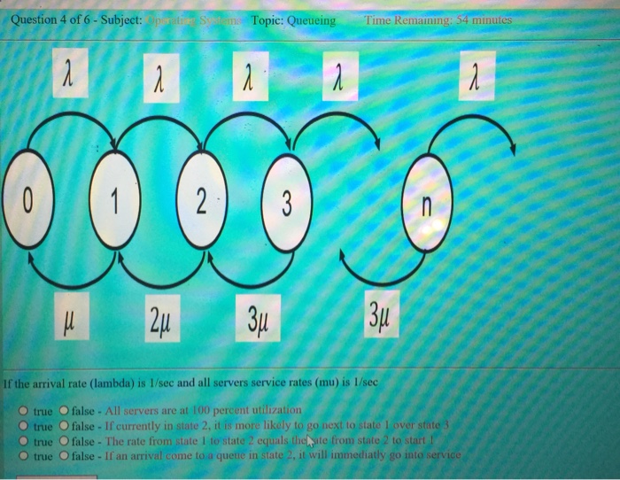  If the arrival rate (lambda) is l/sec and all servers service