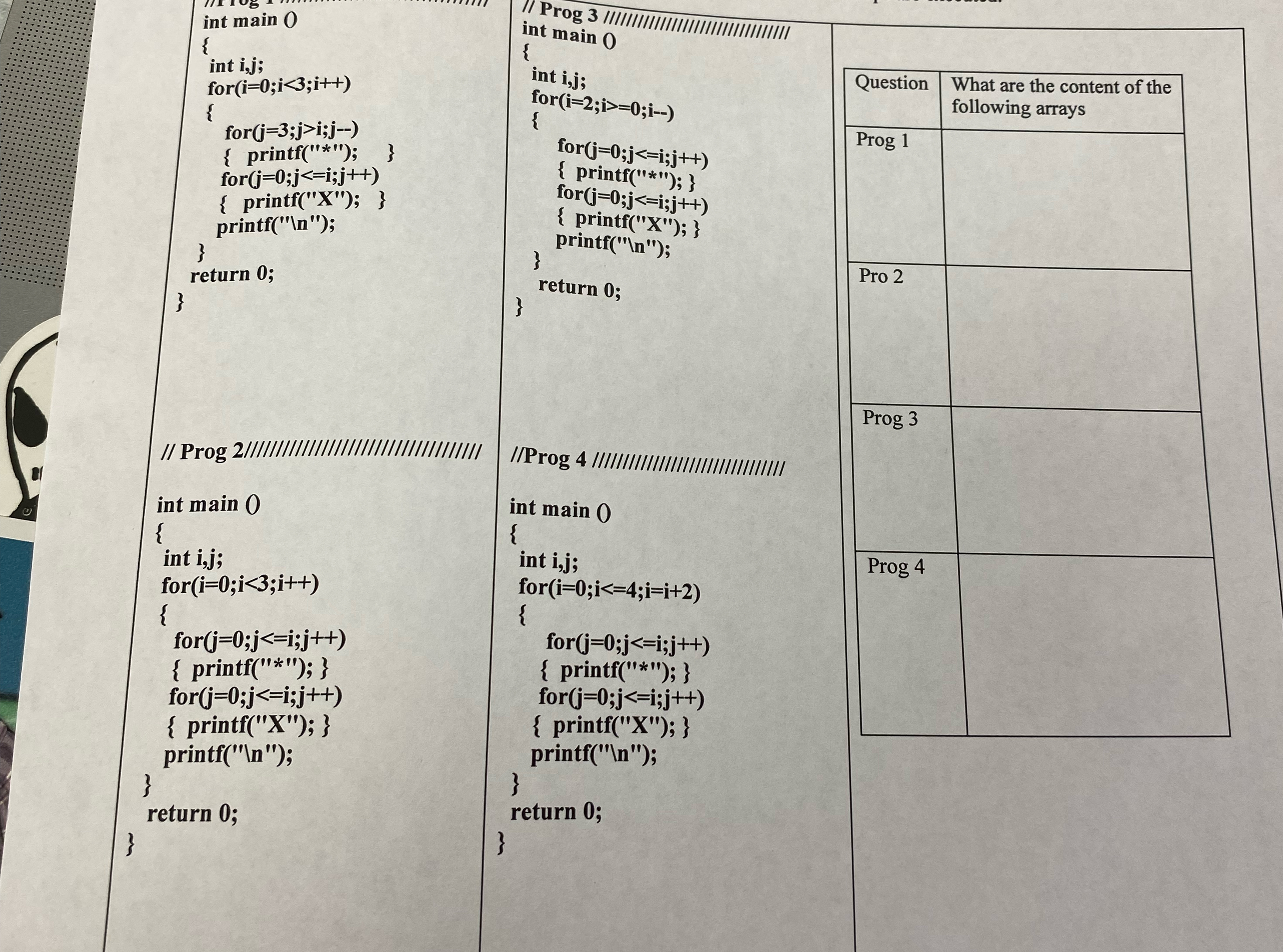  Please help with prog 1-4 