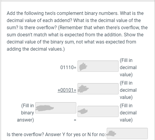  Add the following two's complement binary numbers. What is the decimal