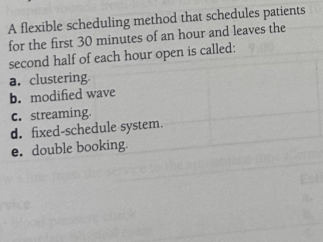  A flexible scheduling method that schedules patients for the first 30
