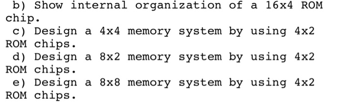  chip ROM chips. ROM chips. ROM chips. b) Show internal organization