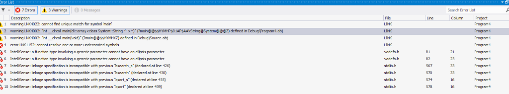 Why am I getting these errors? program must be completed in visual