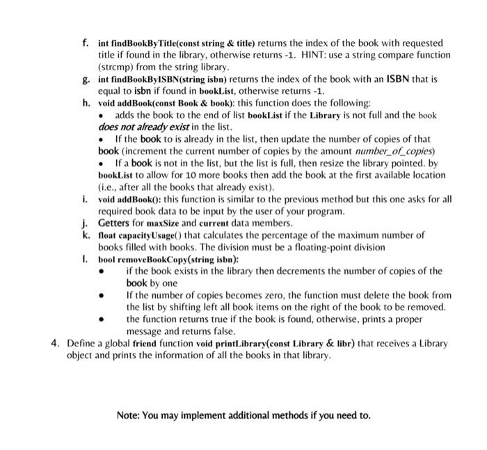 pts): Implement the following classes: A) (15 pts) class Book with the