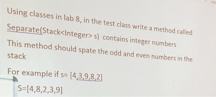  Using eclipse.. (java) sing classes in lab 8, in the test