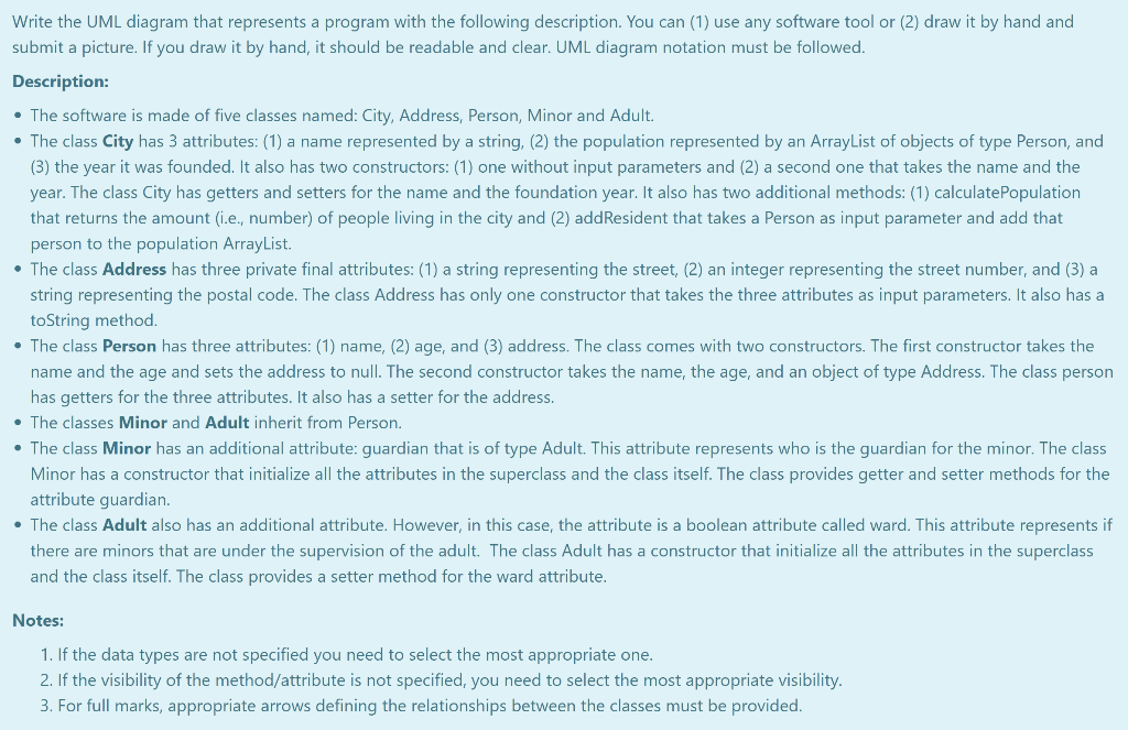 Please help with Java Write the UML diagram that represents a program