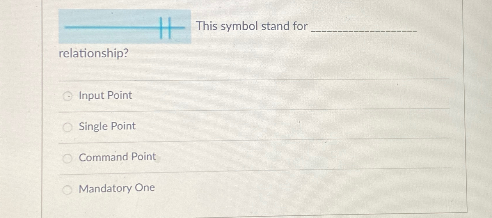  This symbol stand for relationship? Input Point Single Point Command Point