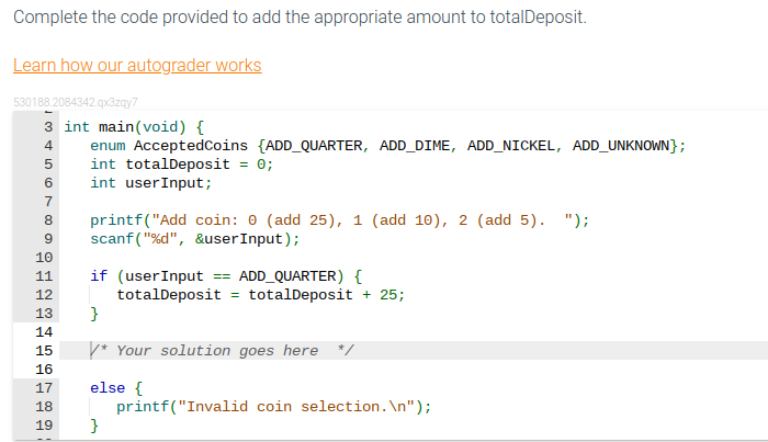  Complete the code provided to add the appropriate amount to totalDeposit.