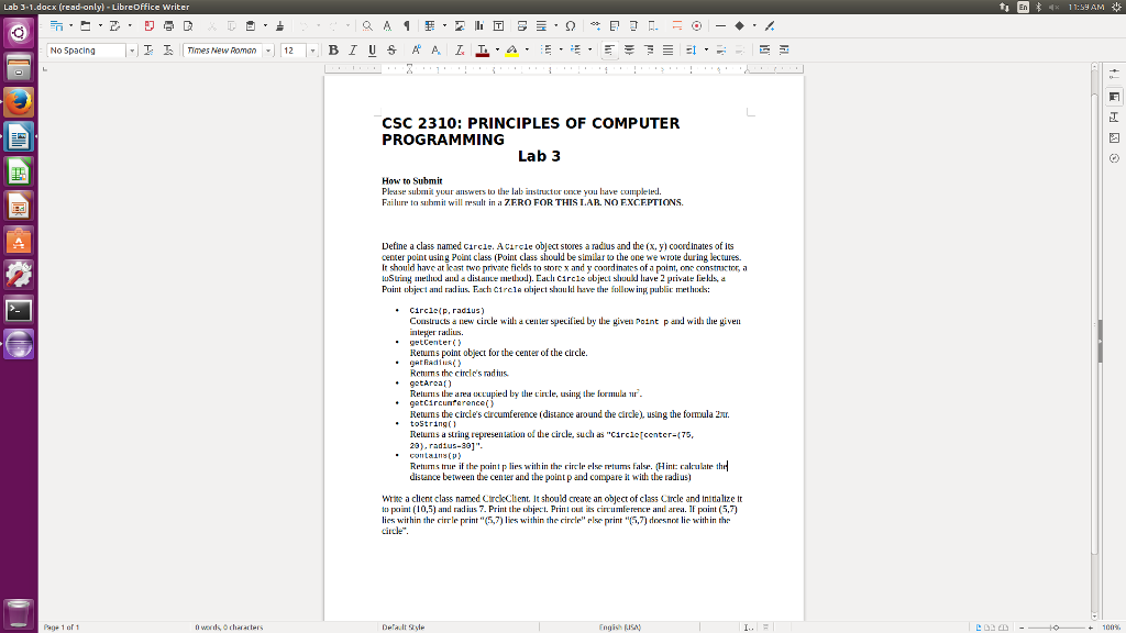  Problem with Circle and Point class. Define a class named circle.