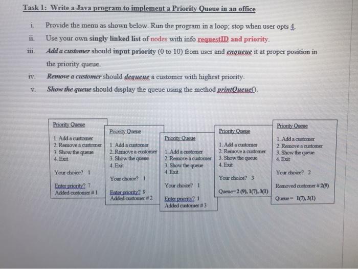  11. Task 1: Write a Java program to implement a Priority