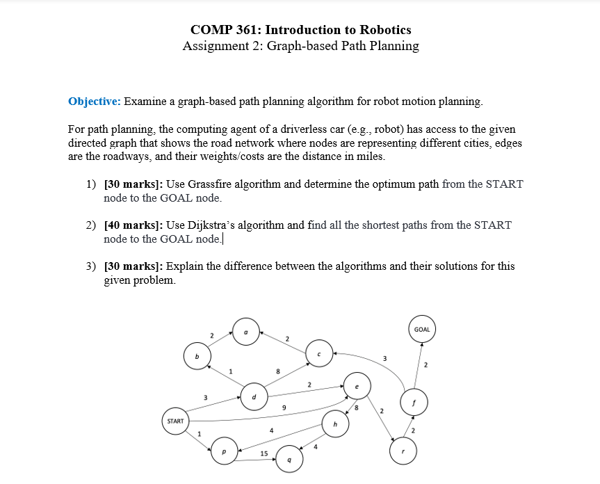  Objective: Examine a graph-based path planning algorithm for robot motion planning.