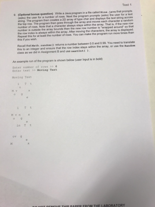  Test 1 Write a Java program in a file called Hine.java