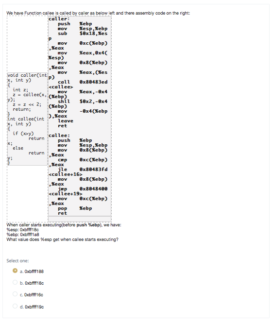  We have Function callee is called by caller as below left