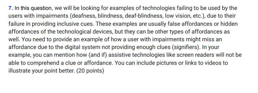  7. In this question, we will be looking for examples of