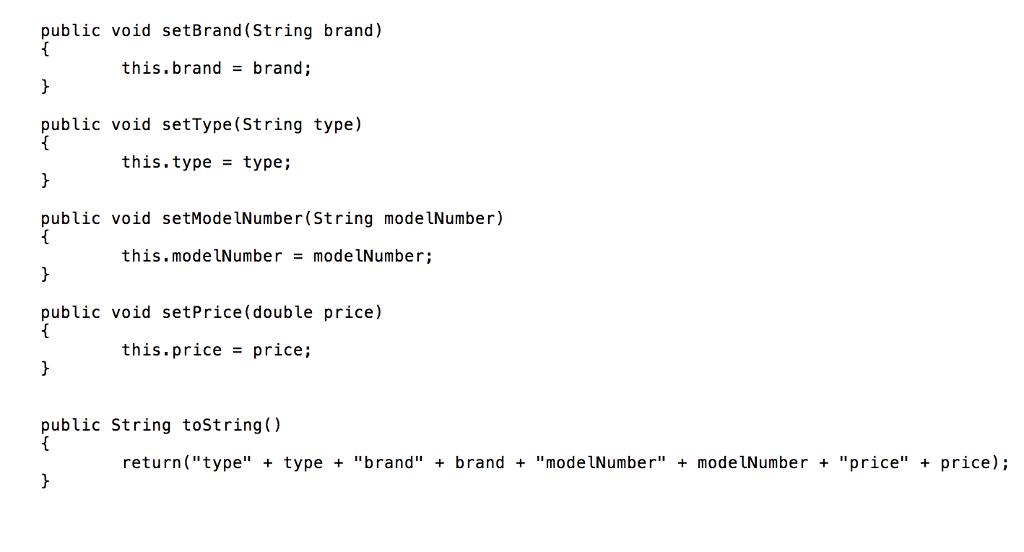 number, and price. Write the code according to our Java coding standardsa