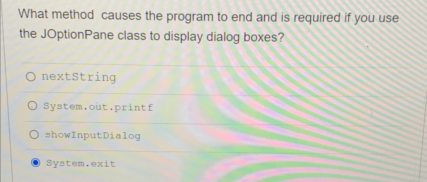  What method causes the program to end and is required if