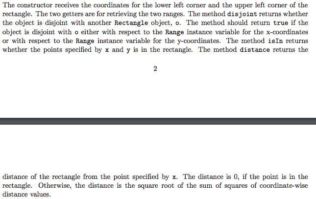 the two corners of rectangle 1: " ); Rectangle r1 = new