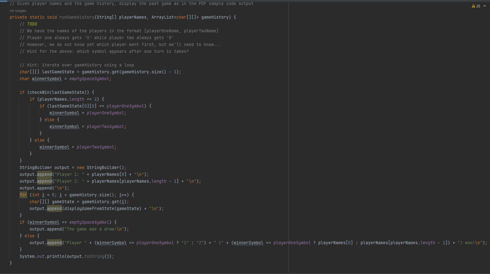 one player mode, your program should first ask for the player's name.