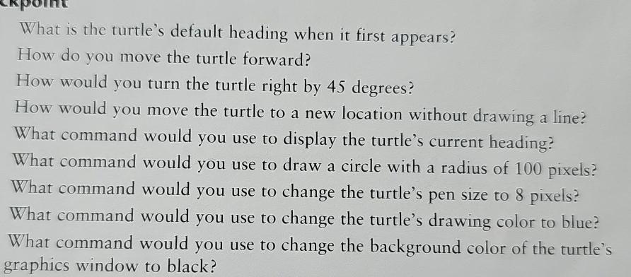  What is the turtle's default heading when it first appears? How