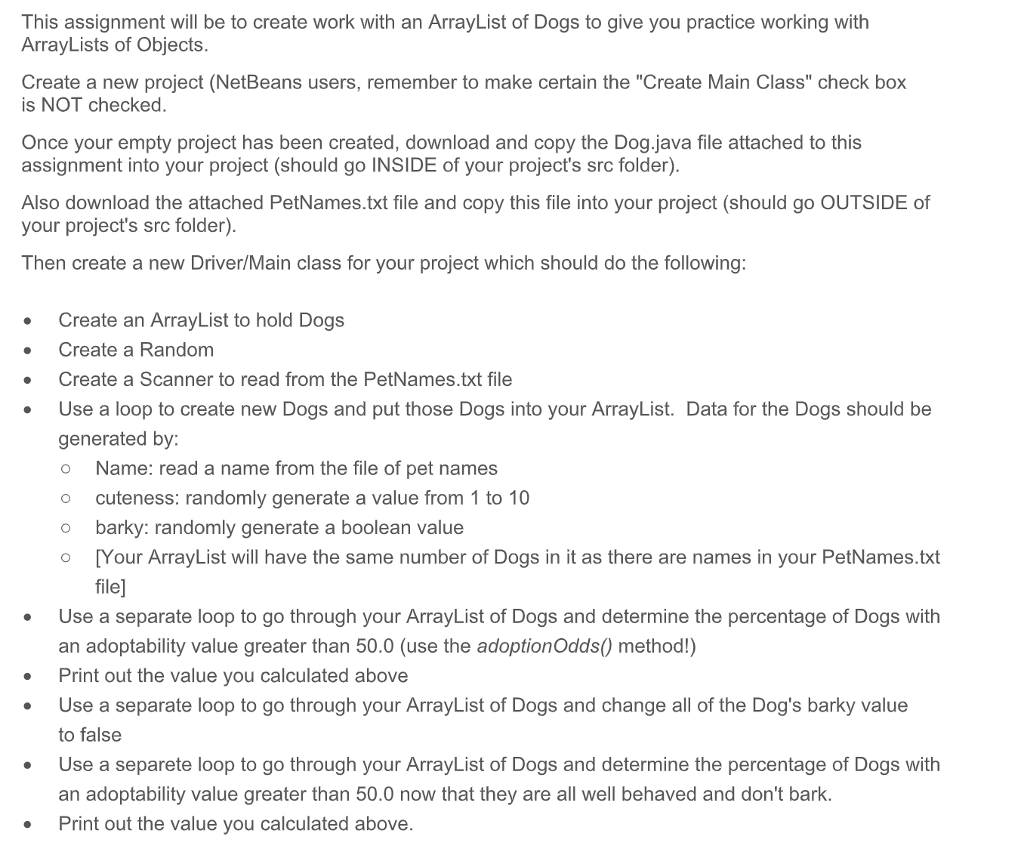 I need help with this JAVA programming problem. Please be sure to