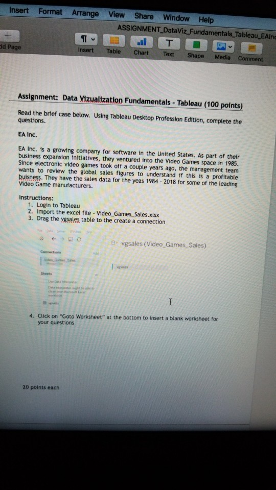  Insert Format Arrange View Share Window Help ASSIGNMENT_DataViz Fundamentals Tableau EAlnc