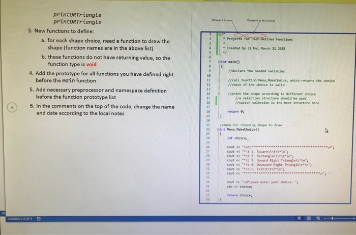 11:59pm 3. New functions to define: a. for each shape choice, need