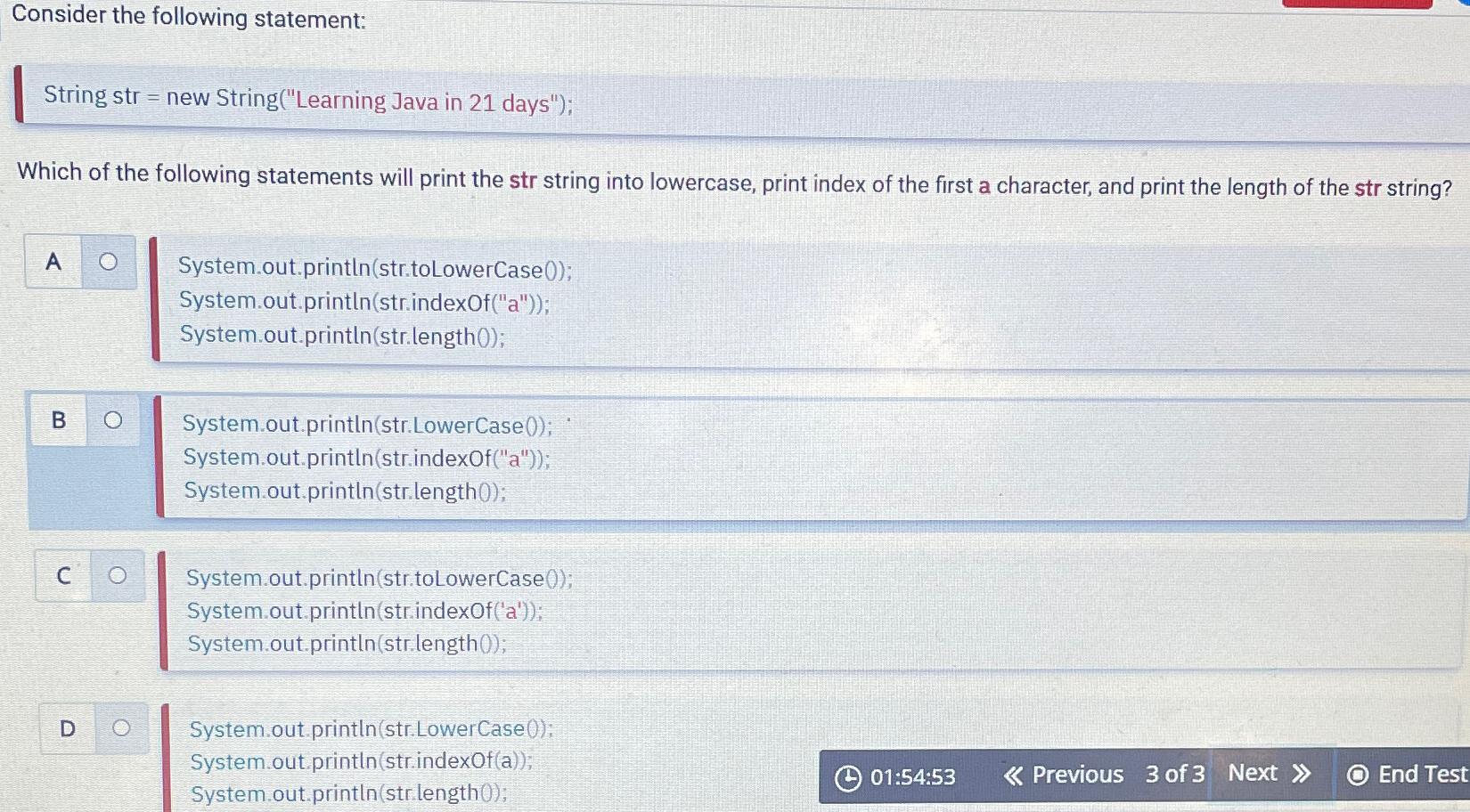  Consider the following statement: String str = new String("Learning Java in