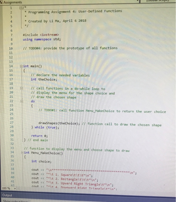 a function to draw the Write a program named ProgramAssignment4_YourName.cpp to draw