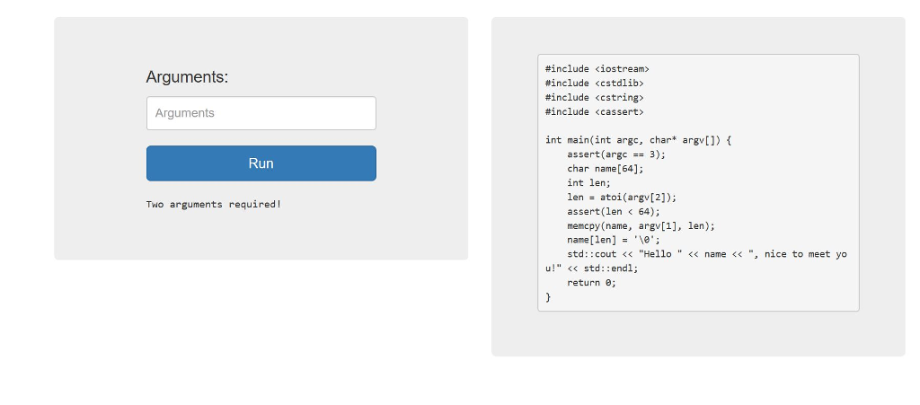 We are making a cool program to greet our clients. It expects