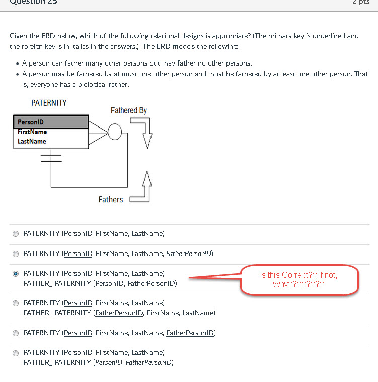 ERD below, what will be the constraints on the foreign key column(s?