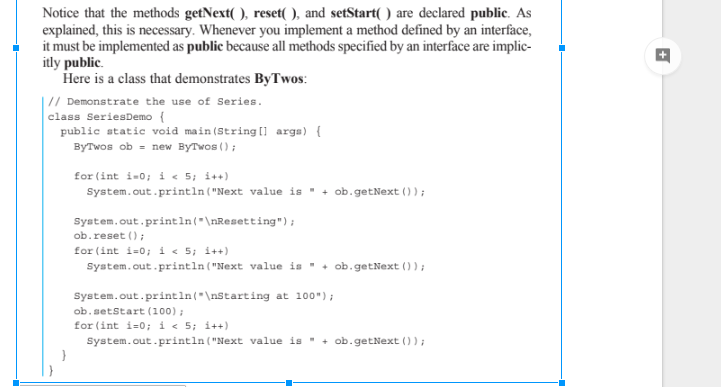 getNext) method repeatedly returns the last value passed in as an argument