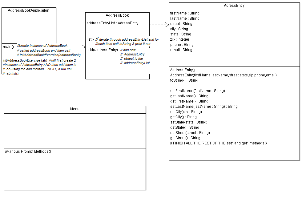 in java Extend your previous exercise application AddressBookApplication. so that contains an