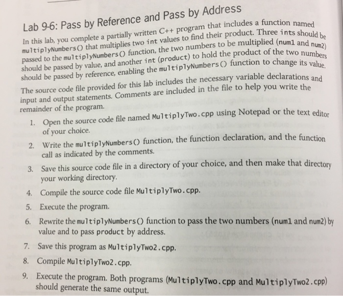  Lab 96: Pass by Reference and Pass by Address a function